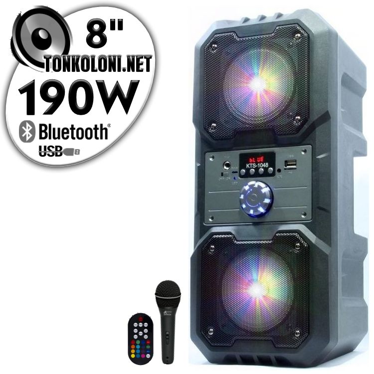 Преносима Тонколона караоке с Bluetooth SD карта и Флашка Viva KTS-1048 с микрофон цветомузика и акумулатор