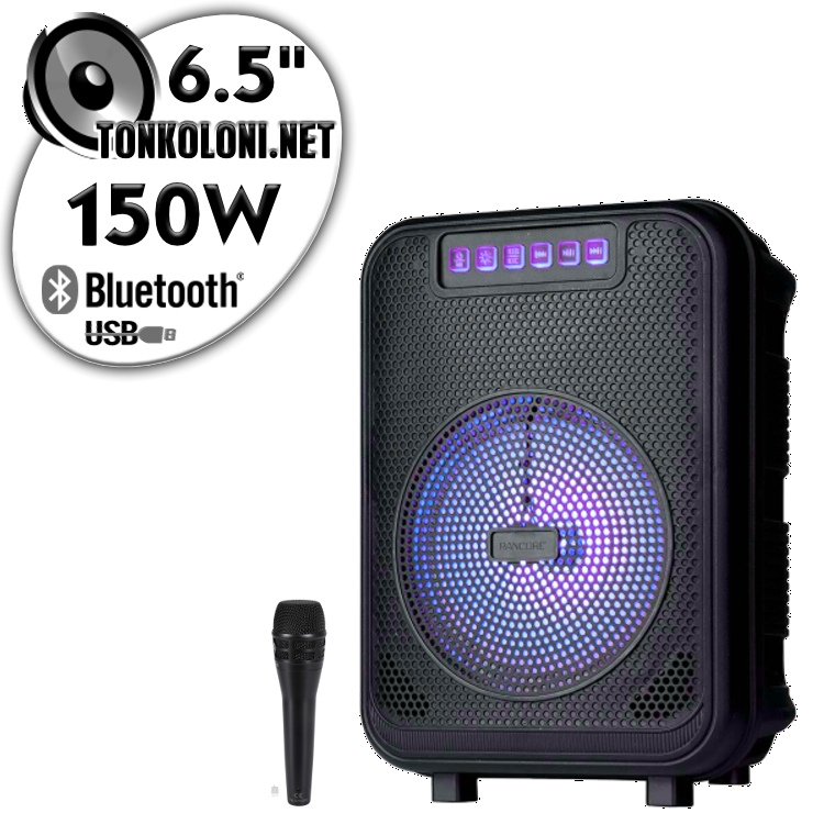 Преносима 6.5" тонколона караоке  с Bluetooth SD карта и Флашка Rancore RS60R с микрофон цветомузика и акумулатор