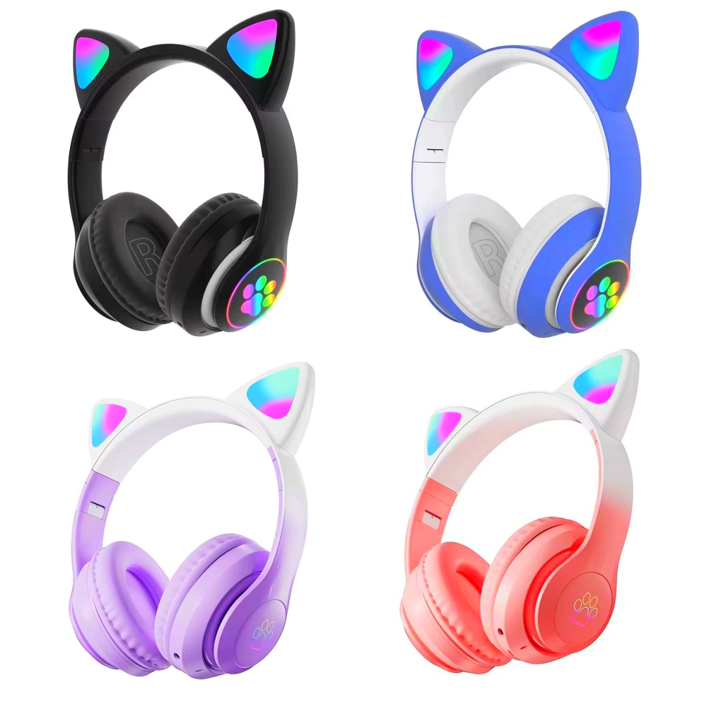 Оригинални Bluetooth Безжични Слушалки Коте CAT 28, черни, сини, розови, лилави